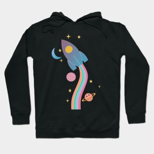 Outer Space Rainbow Rocket Hoodie